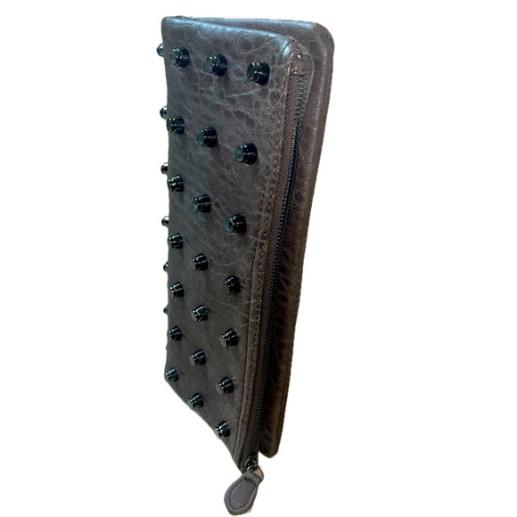 Urban Expressions Studded Foldover Clutch, Brown - Picture 9 of 13